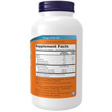 NOW Omega-3 Fish Oil bottle back label with Supplement Facts table