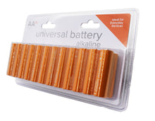 AA alkaline battery 24-pack angled blister with orange AA cells