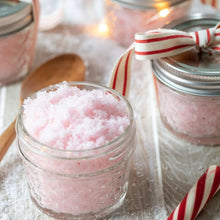 Mini quilted mason jar filled with pink crystals, clear glass with metal lid