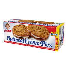 Little Debbie Oatmeal Creme Pies Big Pack box (angled view), 12 individually wrapped cookies