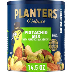 Deluxe Pistachio Mix, Party Snacks, Plant-Based Protein, 14.5 Oz Canister