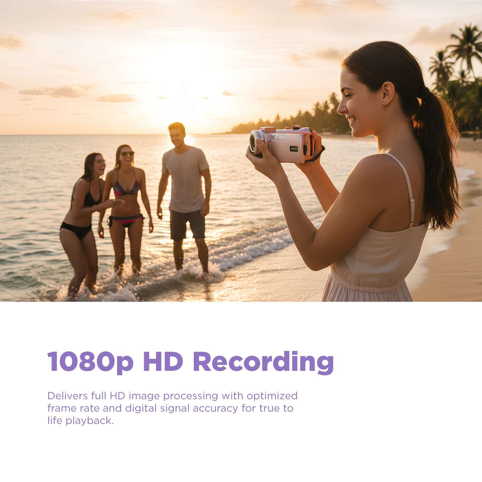 Vivitar PopCam Digital Camcorder, 48MP, Full HD 1080p Video Camera with 3" Flip Screen, 16x Digital Zoom, Built-in Microphone, Compact Vlogging Camera for Beginners, Travel, & Family Recording