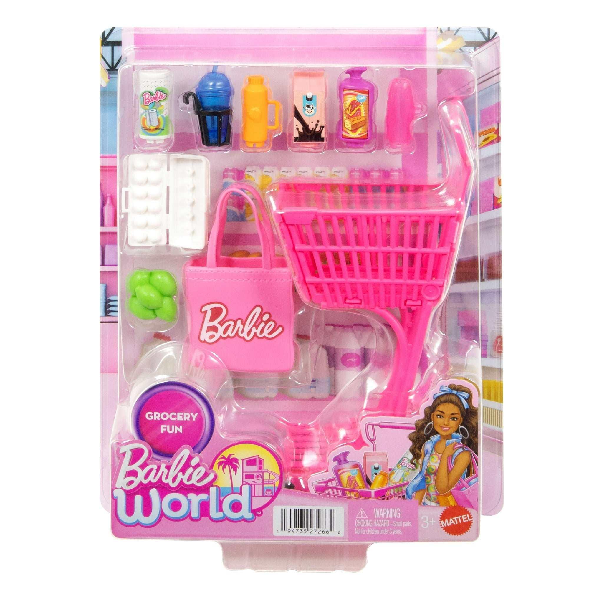 Barbie World Grocery Shopping Toy Set with 11 Doll Accessories - USA MEGA SHOP