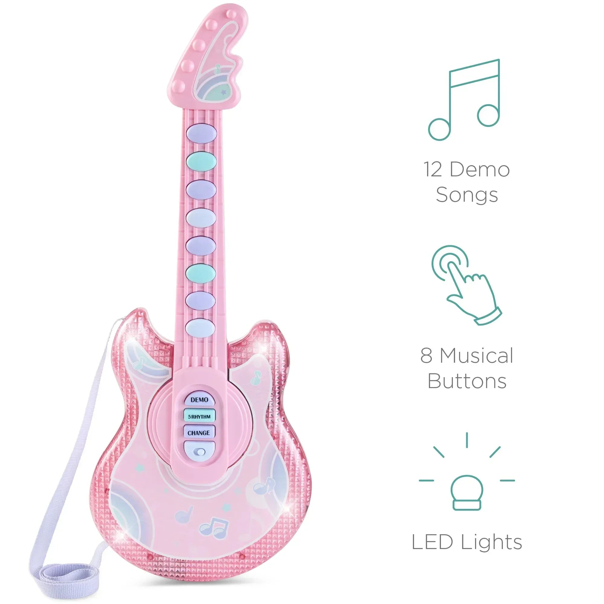 Best Choice Products 19in Kids Flash Guitar, Pretend Play Musical Instrument Toy for Toddlers w/ Mic, Stand - USA MEGA SHOP