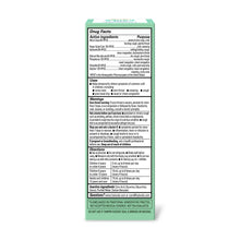 Drug Facts panel on kids cold & cough daytime liquid carton