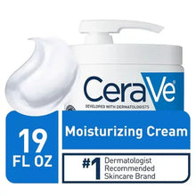 CeraVe moisturizing cream pump bottle with blue-and-white label and cap
