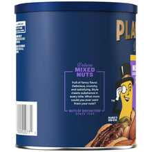 Planters Deluxe mixed nuts canister back label with serving details