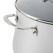 Stainless steel stock pot side handle with metal rivets
