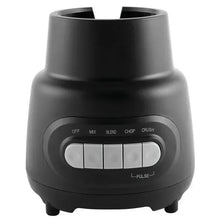 Black blender motor base with OFF, MIX, BLEND, CHOP, CRUSH controls