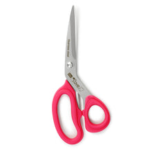 Dressmaker scissors with stainless steel blades and pink finger-loop handles