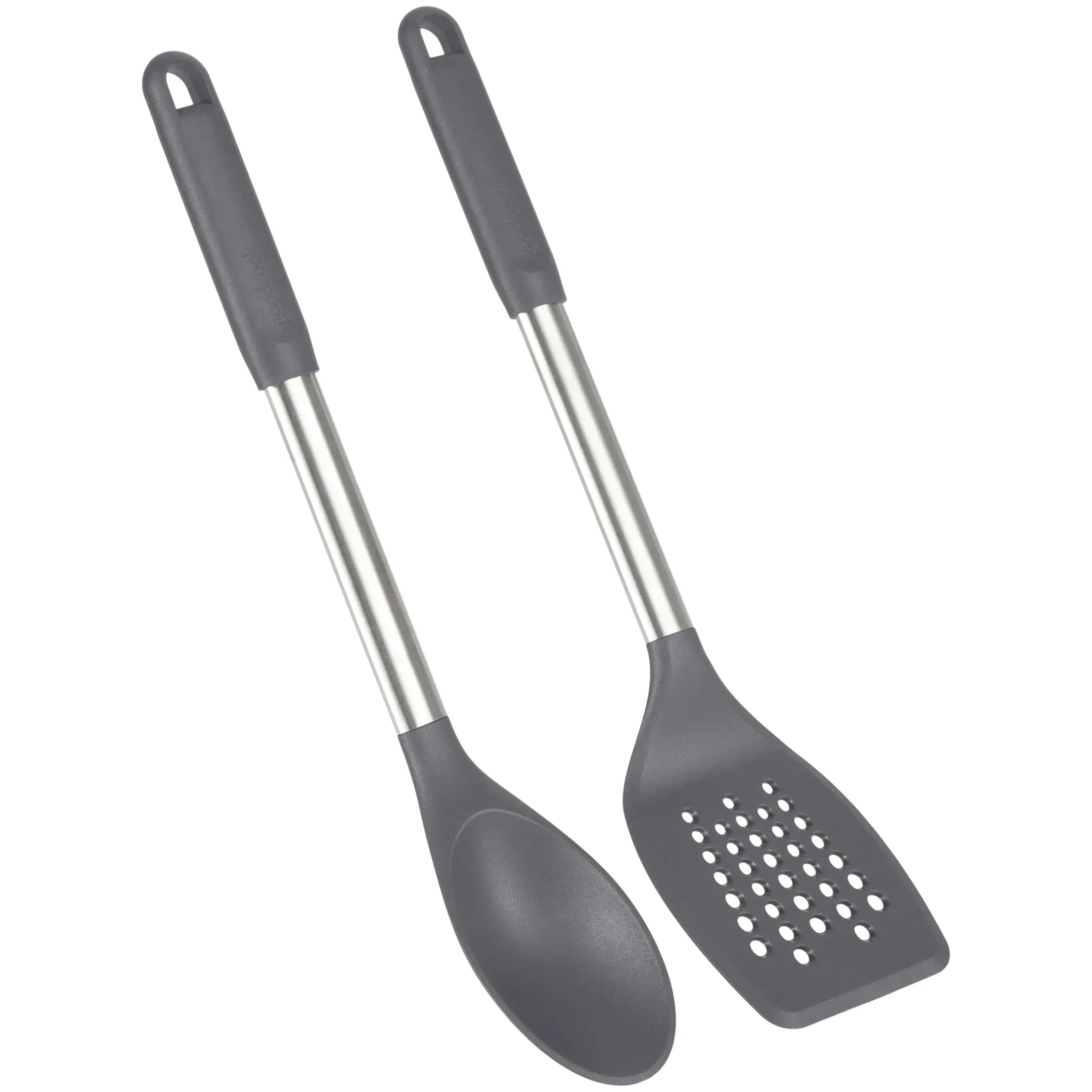 GoodCook Pro 2 Piece Turner & Spoon Set for Kitchen Cooking, Stainless Steel with Nylon Heads