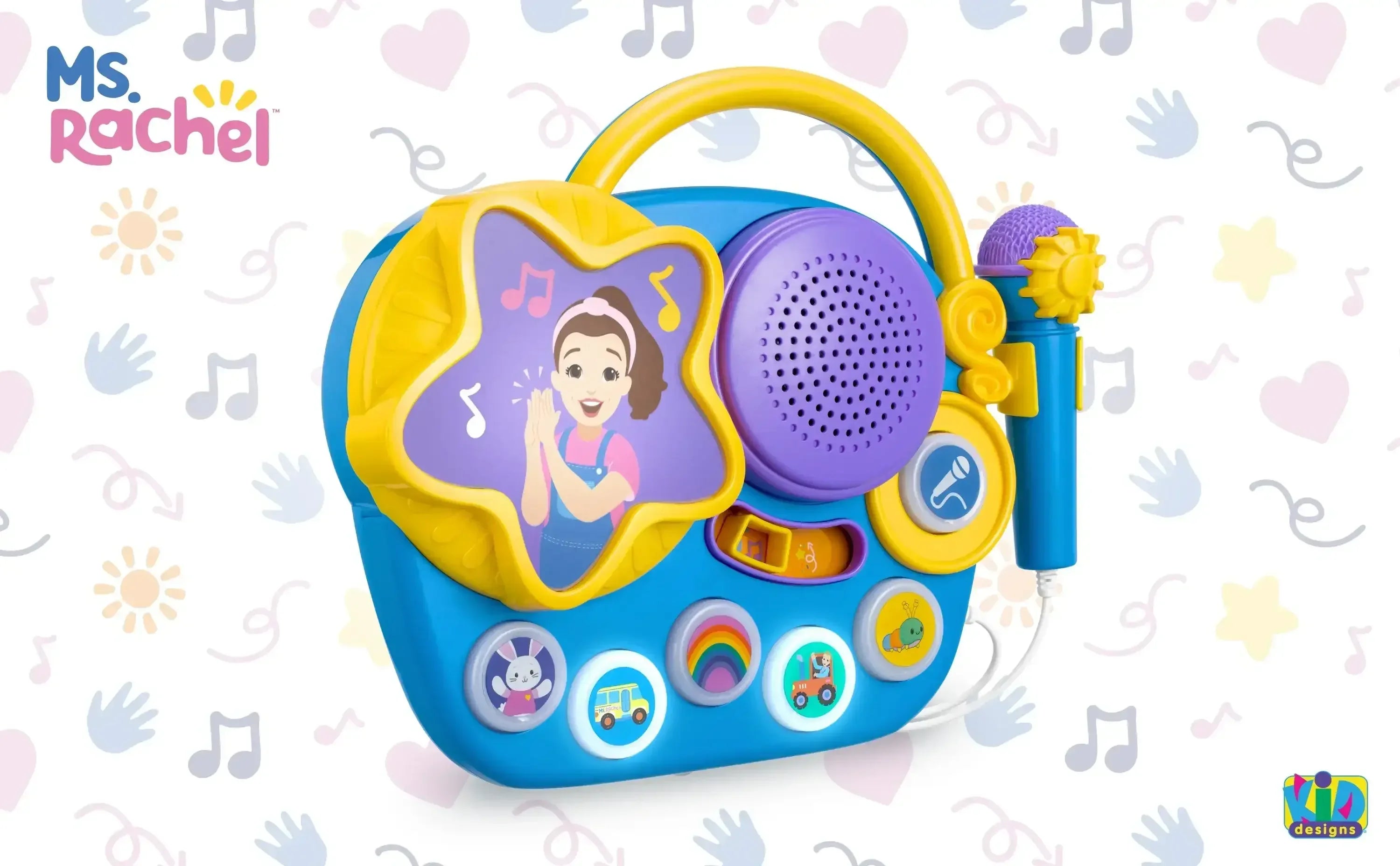 Ms. Rachel Karaoke Microphone Sing-Along Musical Boombox, Child Electronic Learning Systems for 18+ Months