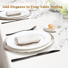 Astercook Black Silverware Set with Steak Knives, Black Flatware Set for 4, Food-Grade Stainless Steel Tableware Cutlery Set, Eating Mirror Polished Utensil Set for Home Restaurant