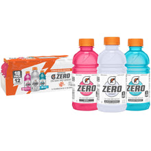 Gatorade Zero sports drink variety pack with Berry, Glacier Cherry, and Glacier Freeze bottles