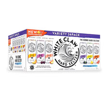 White Claw Hard Seltzer 24-can variety pack with assorted flavor labels.