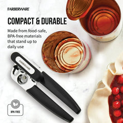 Farberware Pro Stainless Steel Portable Can Opener with Black Handle