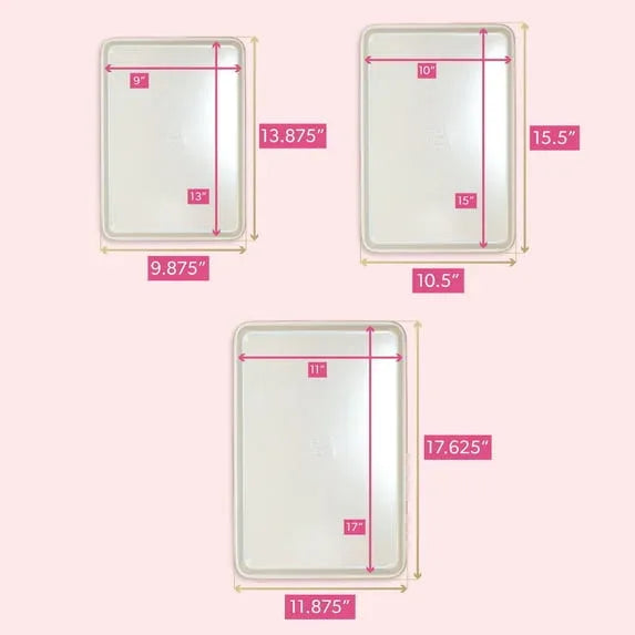 Paris Hilton 3-Piece Nonstick Cookie Sheet Pan Bakeware Set, Carbon Steel Baking Sheets, Dishwasher Safe, Pink
