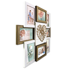 Mainstays Rustic Wood Heart 8 Photo Collage 4x6 Picture Frame