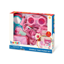 Battat Sparkle Time purse set retail box, pink toy purse with accessories (10 pieces)