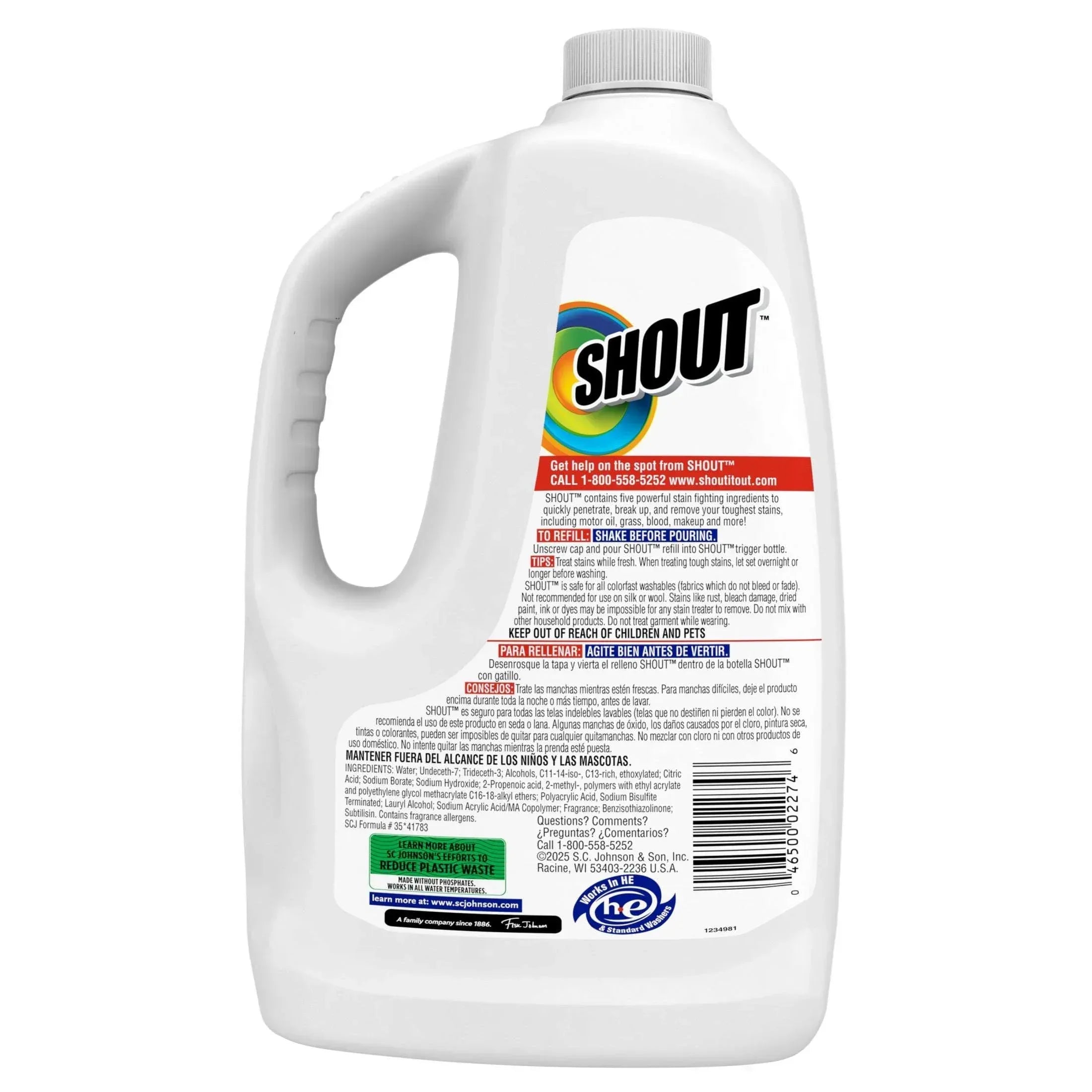 Shout Triple-Acting Refill, Laundry Stain Remover, 60 fl oz