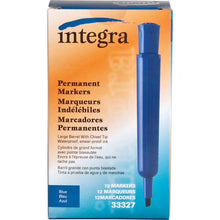 Integra permanent markers box with blue chisel marker shown