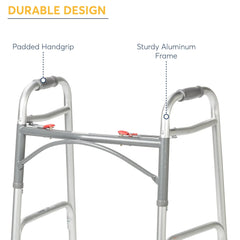 Drive Medical Deluxe Two Button Folding Walker with Wheels