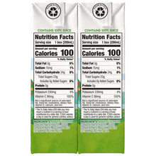 Juicy Juice apple 100% juice carton with Nutrition Facts panel, two cartons shown