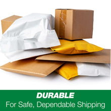 Stack of kraft bubble mailers in brown and white with cushioning layers for shipping