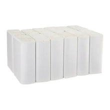 Stack of white 1-ply C-fold paper towels in rectangular pack