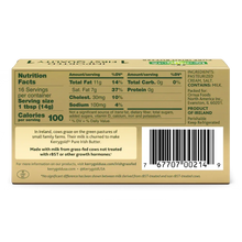 Kerrygold pure Irish butter carton back with nutrition facts and ingredient list.