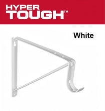 White closet rod bracket with angled metal legs and front curved rod hook