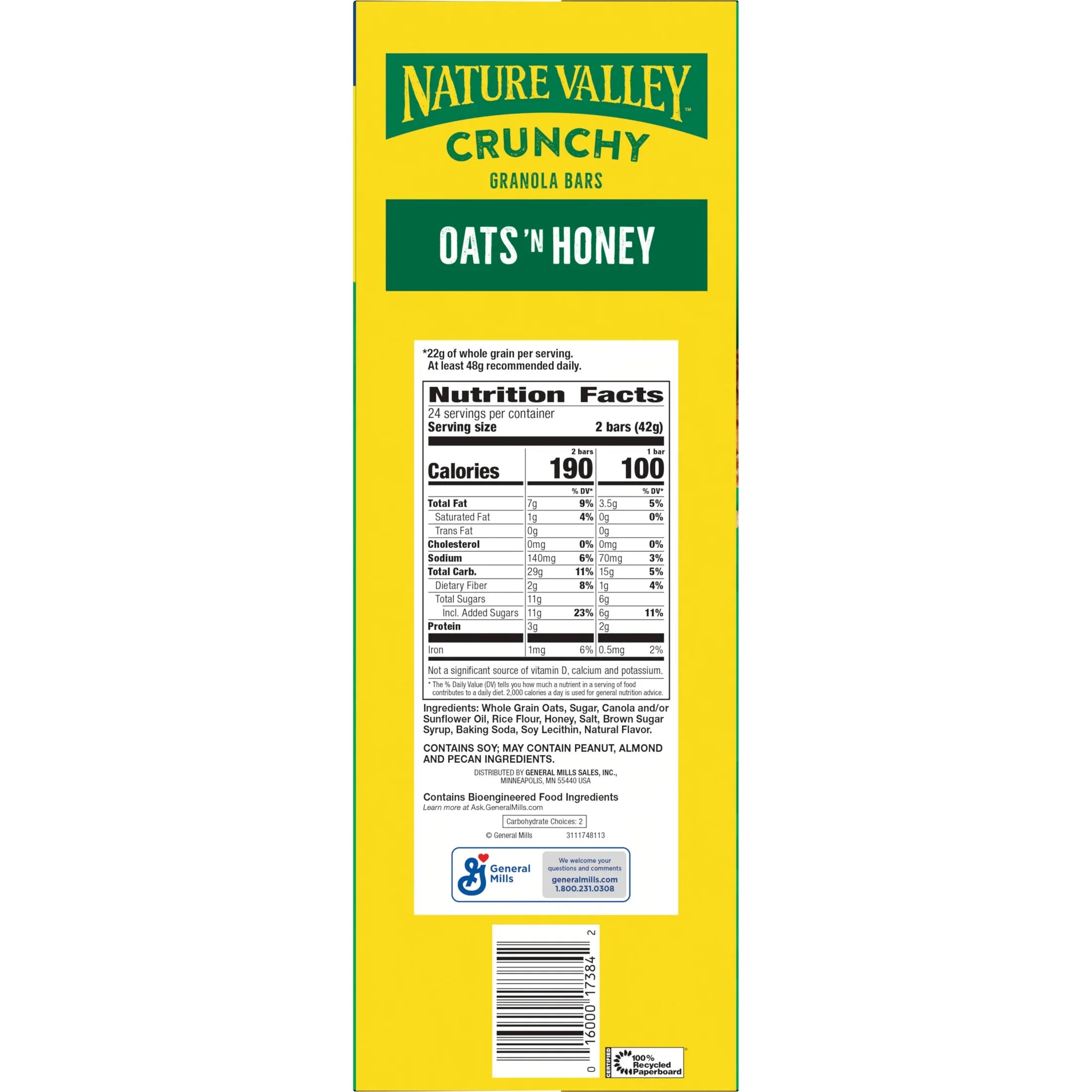 Nature Valley Crunchy Granola Bars, Oats 'n Honey, 48 Count, 35.76 oz (24 Pouches)