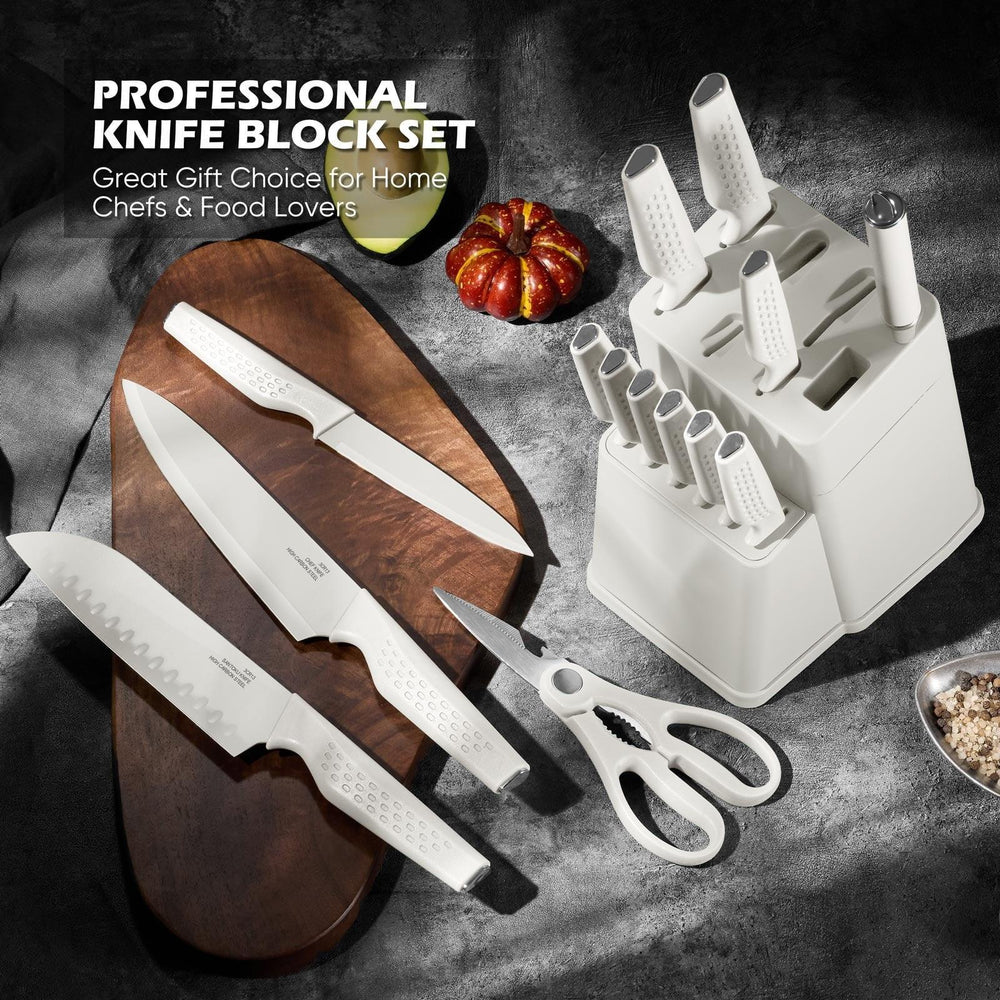 Vesteel Knife Block Set for Kitchen, 15-Piece High Carbon Stainless Steel Knives Set with Ergonomic Handle, Ultra-sharp & Rust Resistant - USA MEGA SHOP