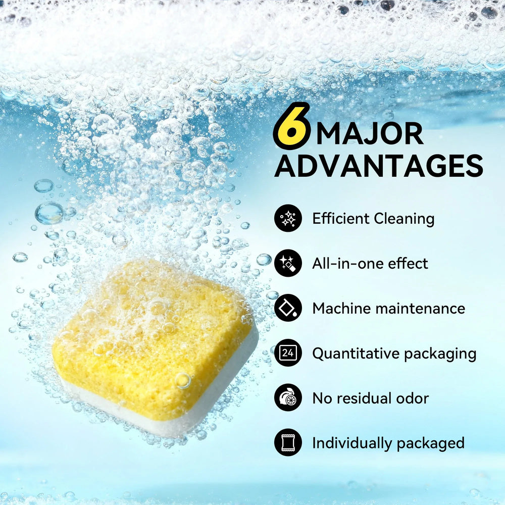 Beasy Dishwasher Cleaner Tablets - Powerful Descaler Pods to Remove Hard Water Buildup, Grease & Food Residue - 24 Tablets - USA MEGA SHOP