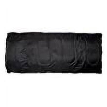 Dark padded sleeping bag folded flat with stitched baffles