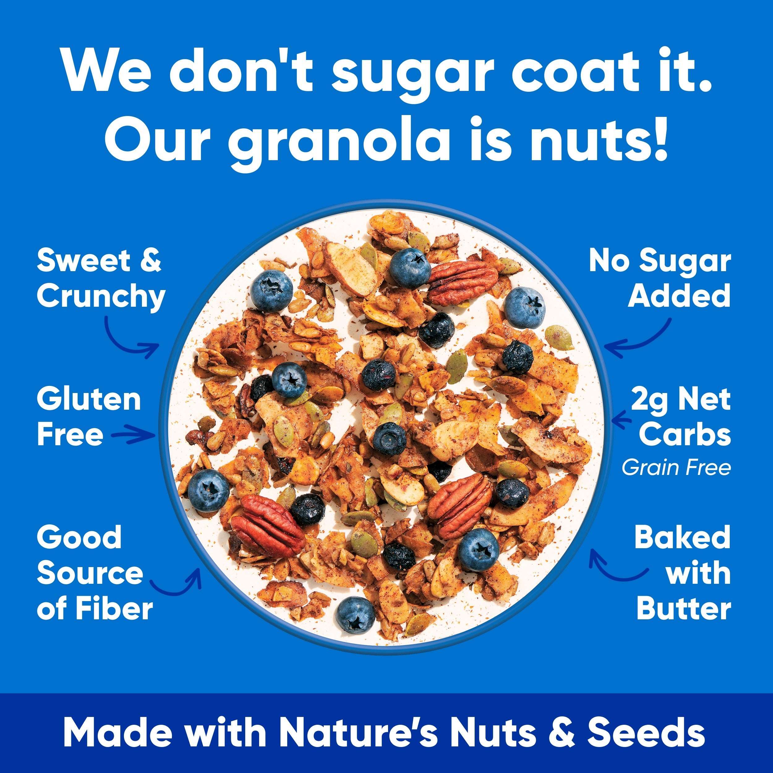 NuTrail Nut Granola Cereal, Blueberry Cinnamon, No Sugar Added, Keto, Gluten Free, 11 oz. 1 Count