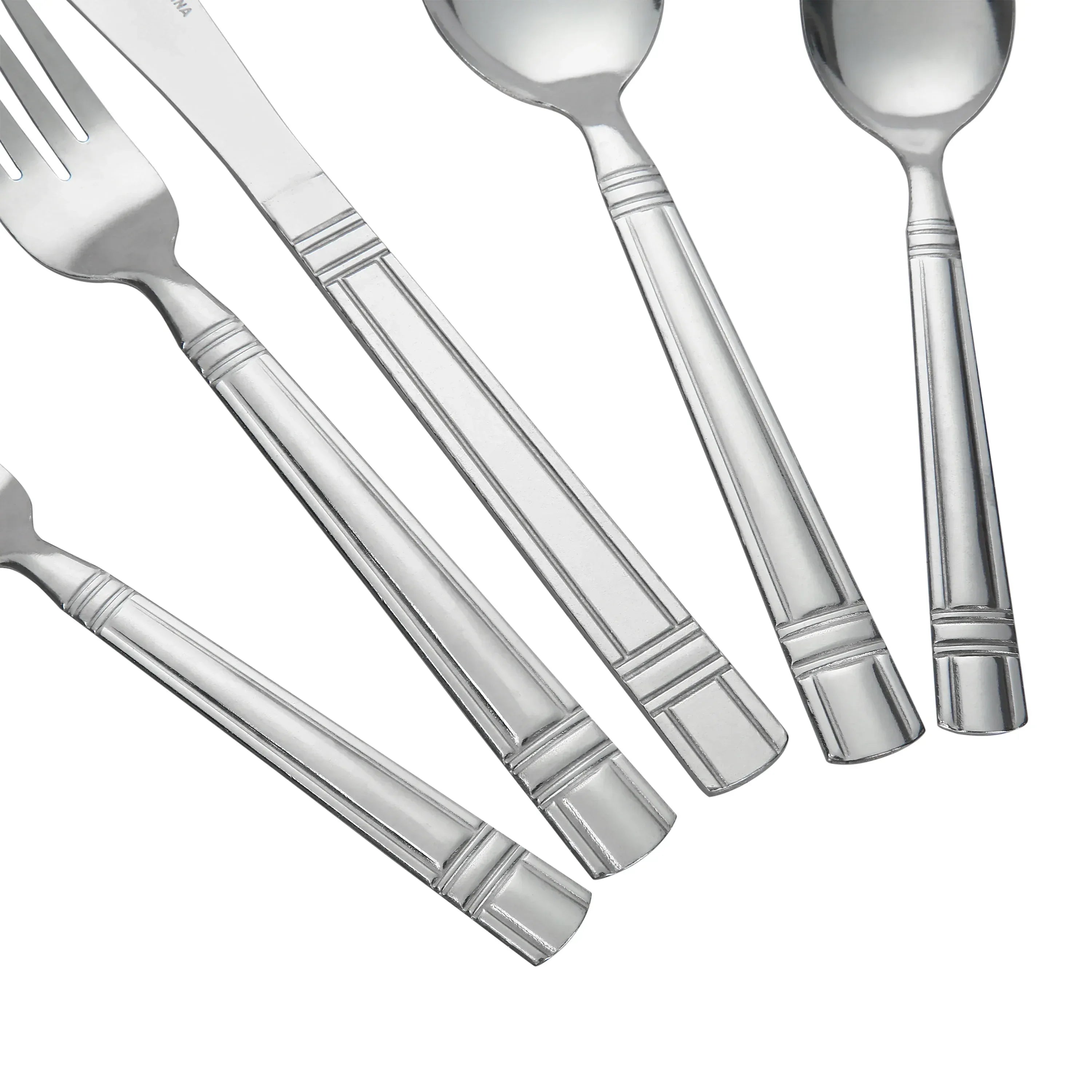 Mainstays 49 Piece Elena Adult Stainless Steel Flatware and Organizer Tray Value Set Silver, Service for 8