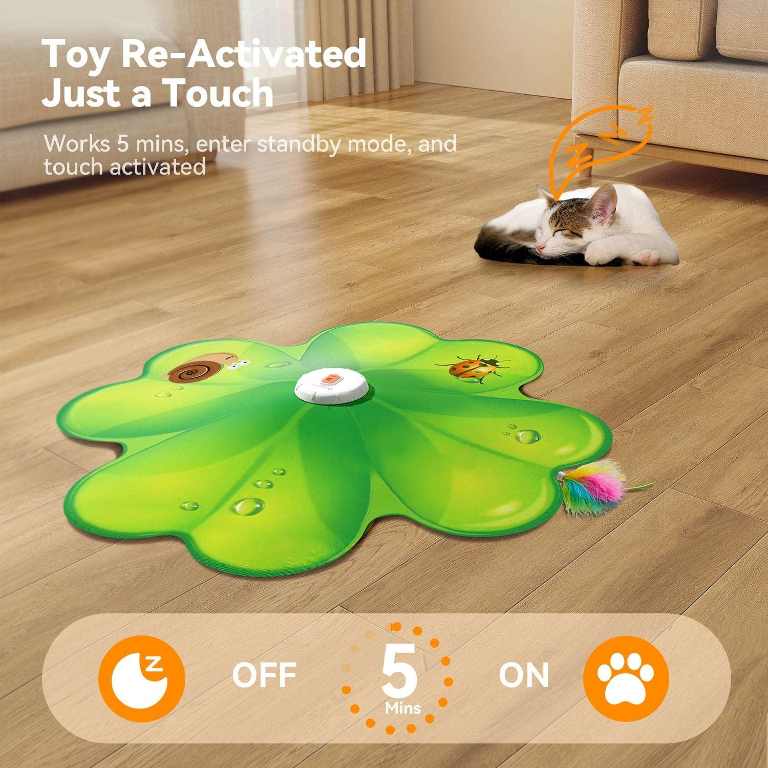 FeelNeedy 2 in 1 Interactive Cat Toys for Indoor Cats, Automatic Rechargeable Hide and Seek Cat Toy with Moving Concealed Feathers and Red Dot for Cats and Kittens Self Playing - USA MEGA SHOP