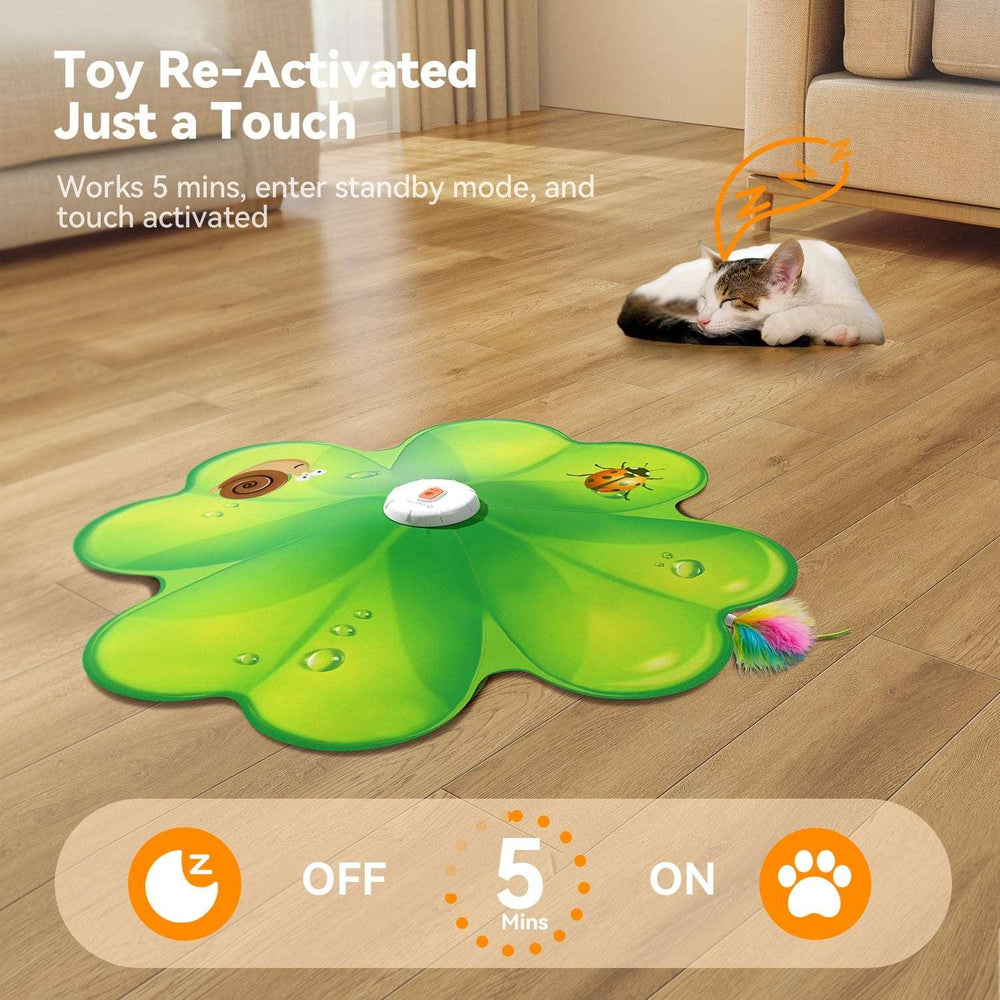 FeelNeedy 2 in 1 Interactive Cat Toys for Indoor Cats, Automatic Rechargeable Hide and Seek Cat Toy with Moving Concealed Feathers and Red Dot for Cats and Kittens Self Playing - USA MEGA SHOP