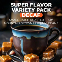 Decaf super flavor variety pack with mug and small-batch mountain roasted
