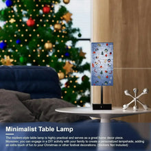Blue fabric minimalist table lamp with black base