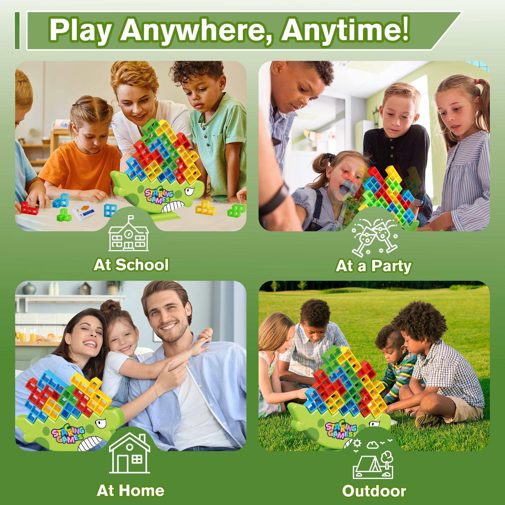 PBALPADL Dinosaur Balance Stacking Blocks by Lktvy. 48PCS Educational STEM Toy for Kids Ages 3+, Safe ABS Construction, Fun Family Game for Focus & Fine Motor Skills - USA MEGA SHOP