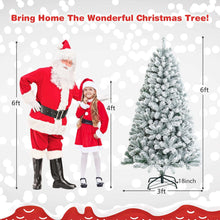 6 ft snow flocked artificial Christmas tree on a hinged stand