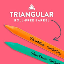 Triangular mechanical pencils in orange and green, roll-free barrel, 1.3mm lead