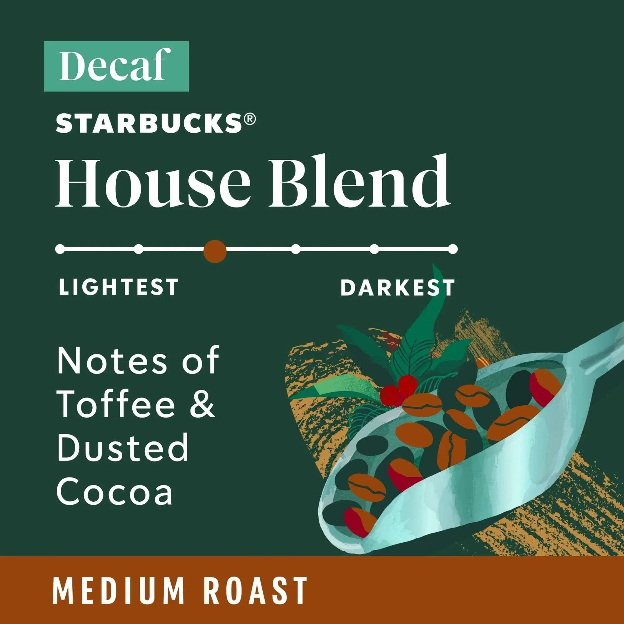 Starbucks Decaf House Blend, Hot or Iced Coffee, Medium Roast K-Cup Coffee Pods, 22 Count