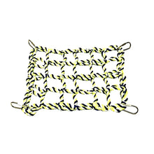 Multicolor braided rope climbing net toy with metal hanging hooks