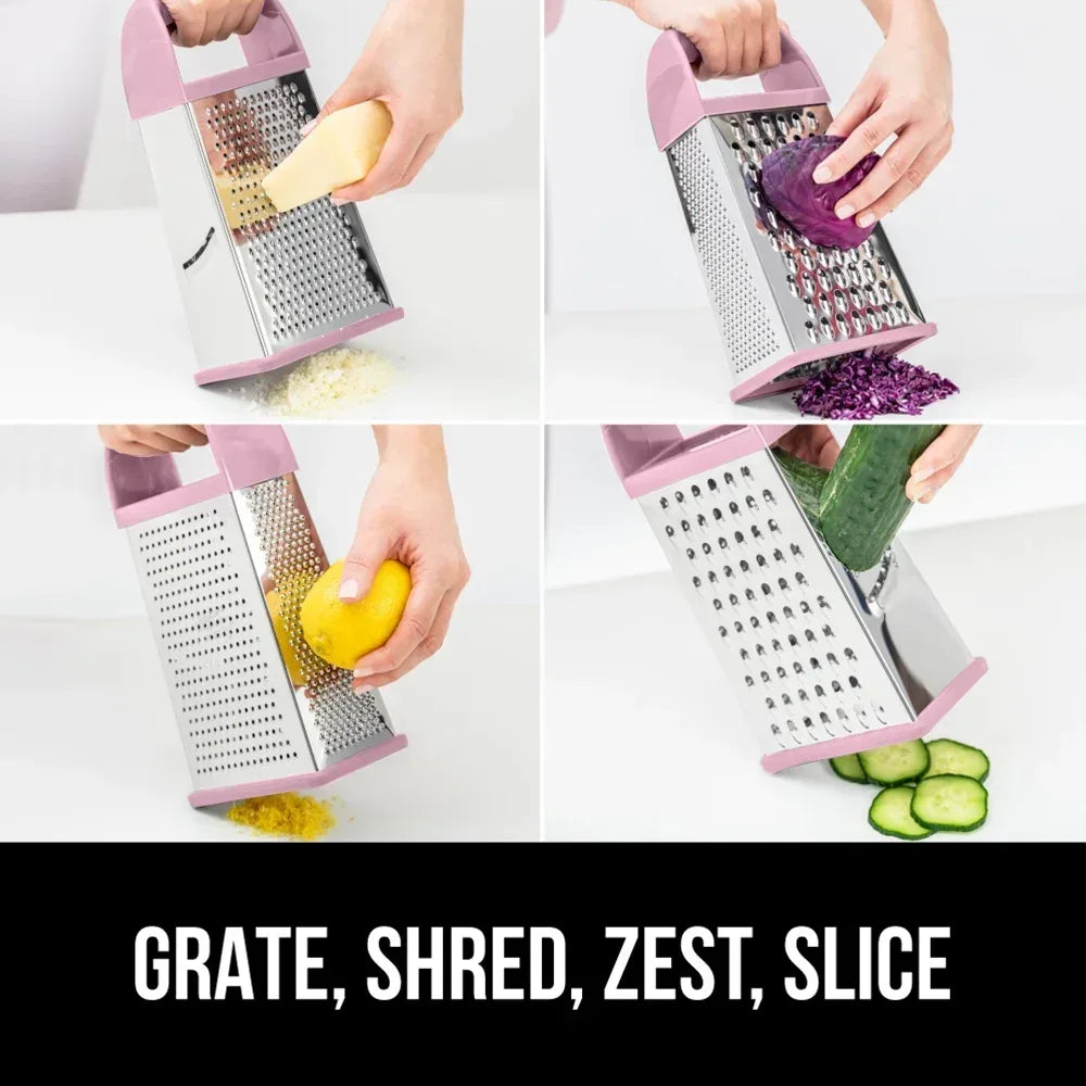 GORILLA GRIP Cheese Grater, BPA Free Stainless Steel Box Graters, Cheeses and Veggie Shredder