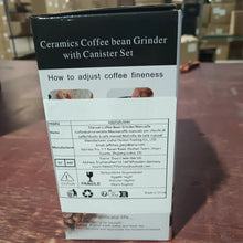 Manual coffee bean grinder package box with ceramic canister set