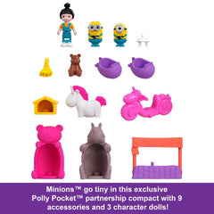Polly Pocket Playset, Minions Compact with 9 Accessories, 1 Doll, 2 Minions and Unicorn Toy - USA MEGA SHOP