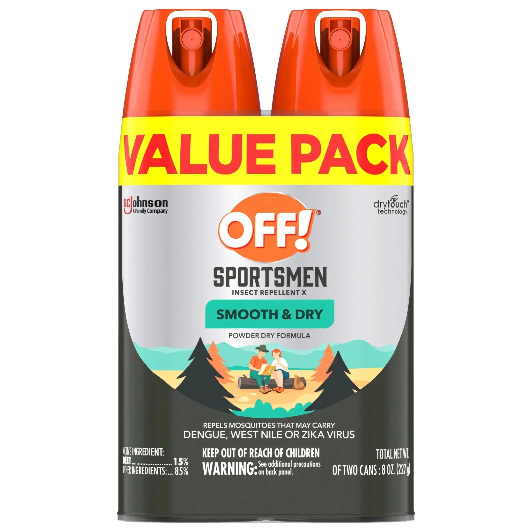 OFF! Family Care Smooth and Dry 15% Deet Insect Repellent I Aerosol Value Pack, 4 oz, 2 Count